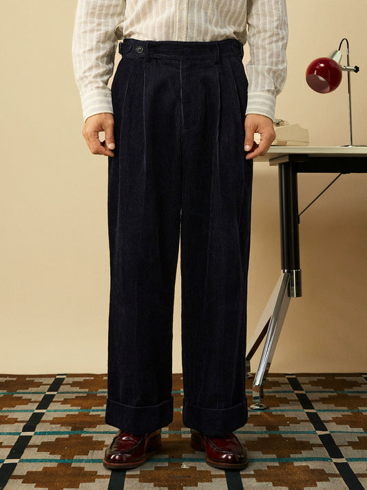 SOARIN复古英式灯芯绒长裤男 冬季保暖重磅条绒商务直筒西装裤子