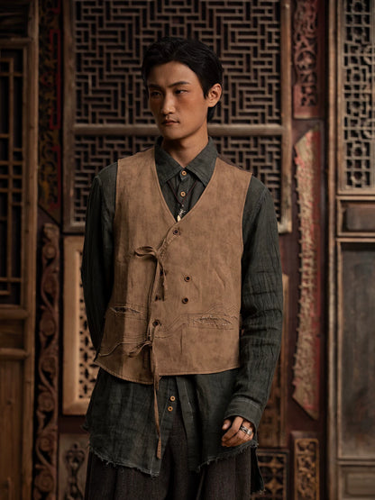 SOARIN WORLD GAI YU XIA Collection Loose Fit Linen Blend Waistcoat DCZ242TB72