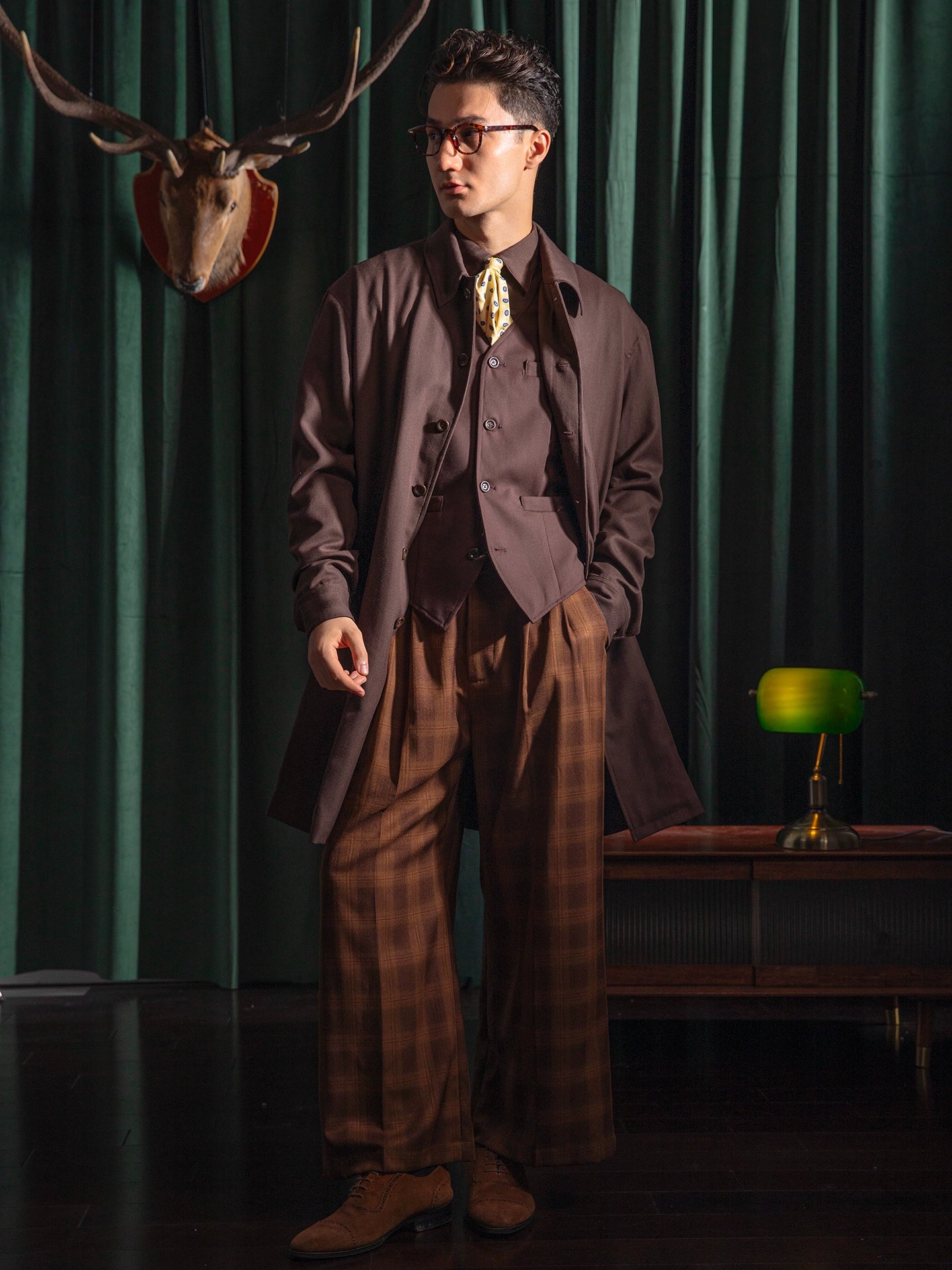 SOARIN英伦风复古巴尔马肯大衣男 秋季商务休闲廓形中长款大衣