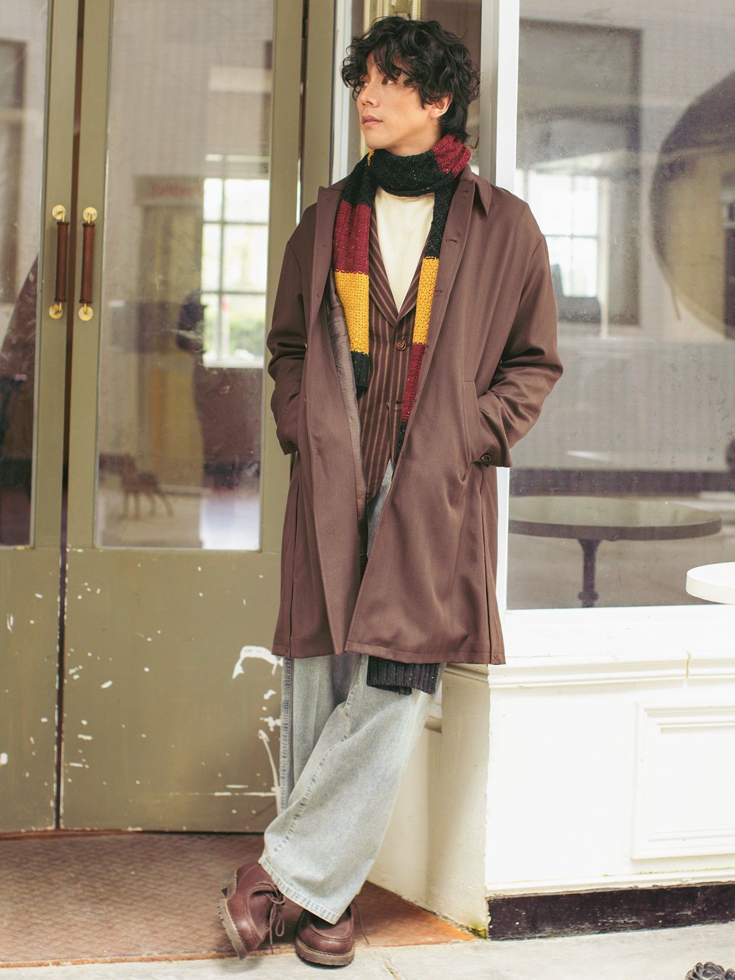 SOARIN英伦风复古巴尔马肯大衣男 秋季商务休闲廓形中长款大衣