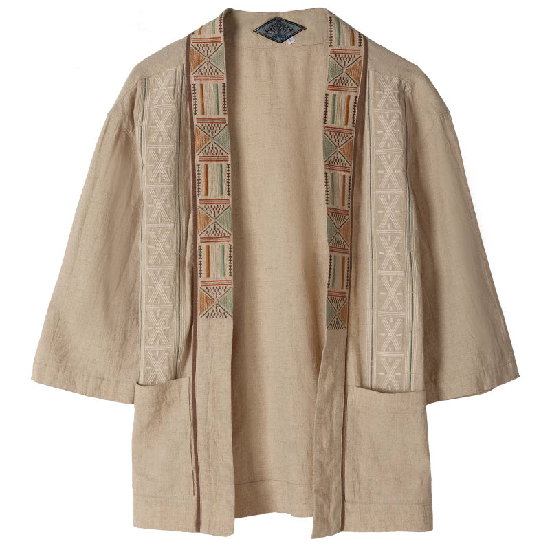 SOARIN WORLD Gai Yu Xia Ethnic Embroidered Loose Fit Cotton-Linen Robe Z212W406