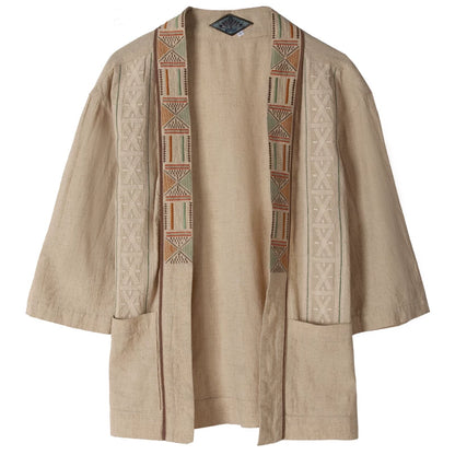 SOARIN WORLD Gai Yu Xia Ethnic Embroidered Loose Fit Cotton-Linen Robe Z212W406