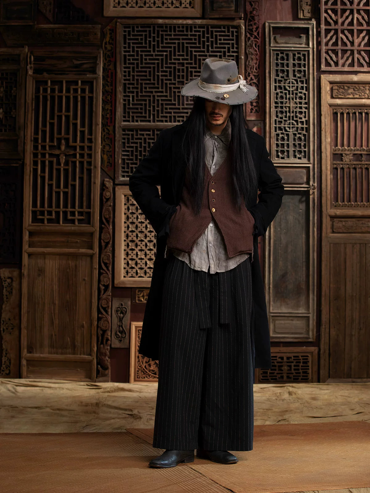 SOARIN WORLD gai yu xia Slim Fit Cotton and Wool Long Trench Coat DCZ233TDY01