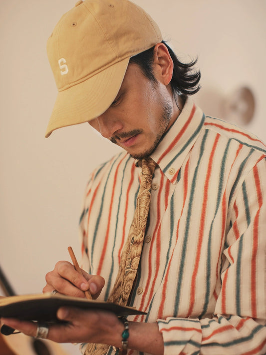 SOARIN英伦复古条纹长袖衬衫男 高级感商务正装休闲修身西装衬衣