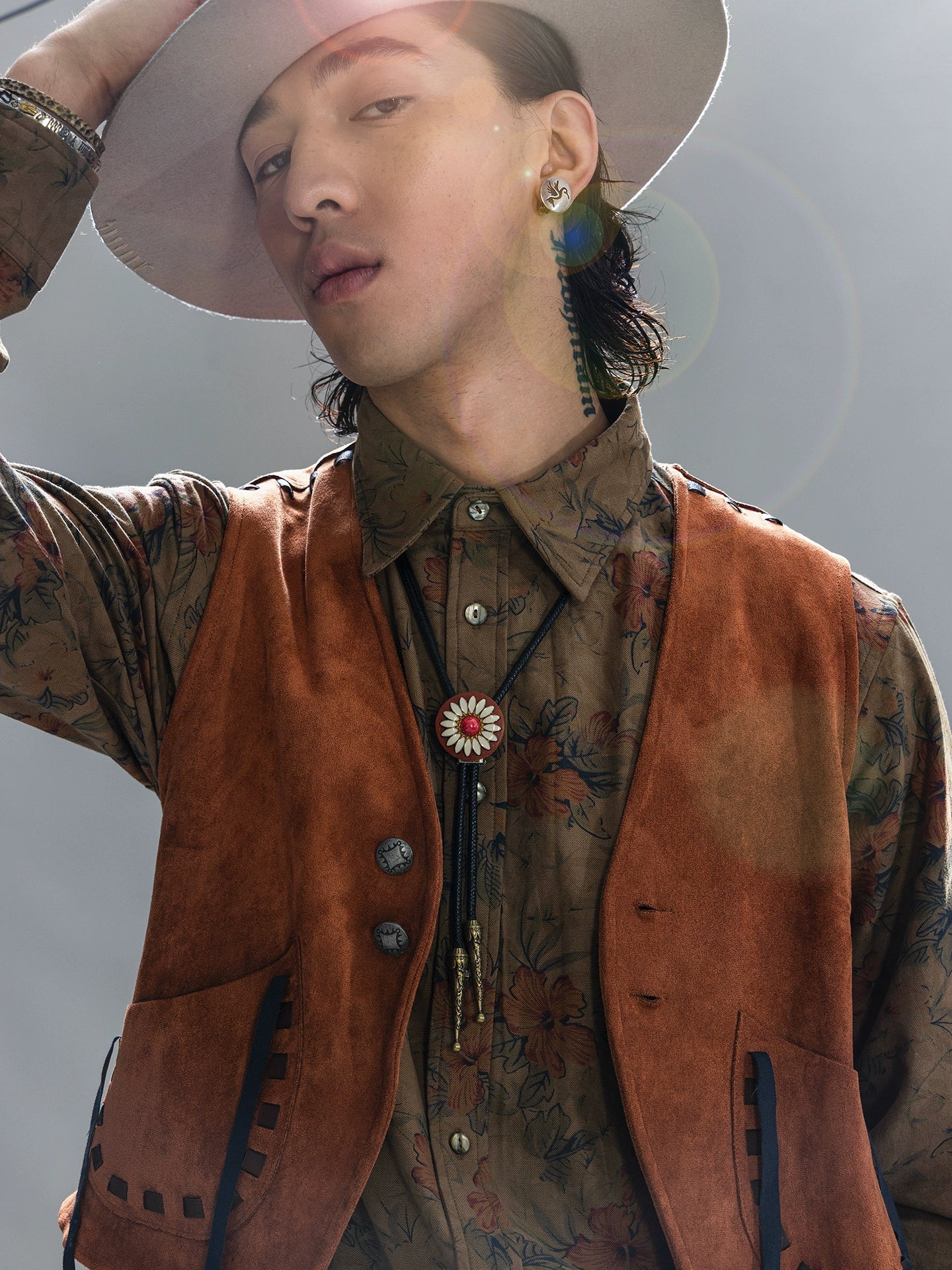 SOARIN美式西部风鹿皮绒马甲男 复古印第安做旧猎装麂皮马夹背心