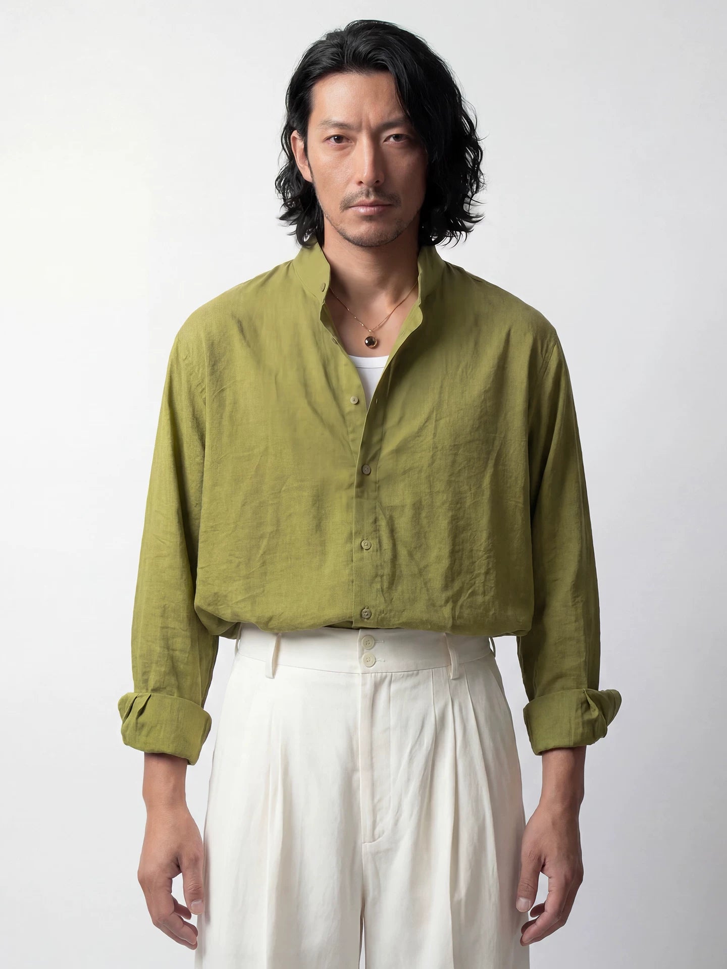 SOARIN Casual Vintage Loose Fit Cotton Viscose Nylon Blend Shirt JITZ262TC470