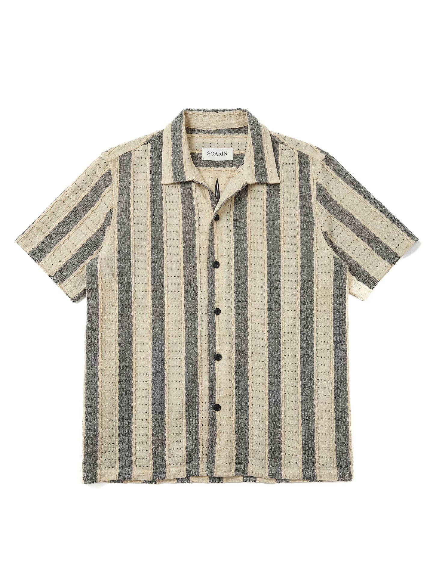 SOARIN Casual Vintage Loose Fit Polyester Spandex Blend Short Sleeve Shirt JITZ2626C473
