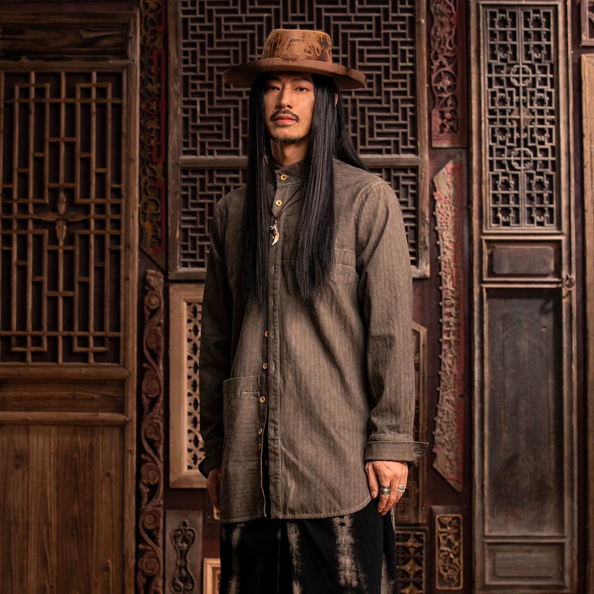 SOARIN WORLD gai yu xia Series Loose Fit Cotton  Shirt DCZ233TC184