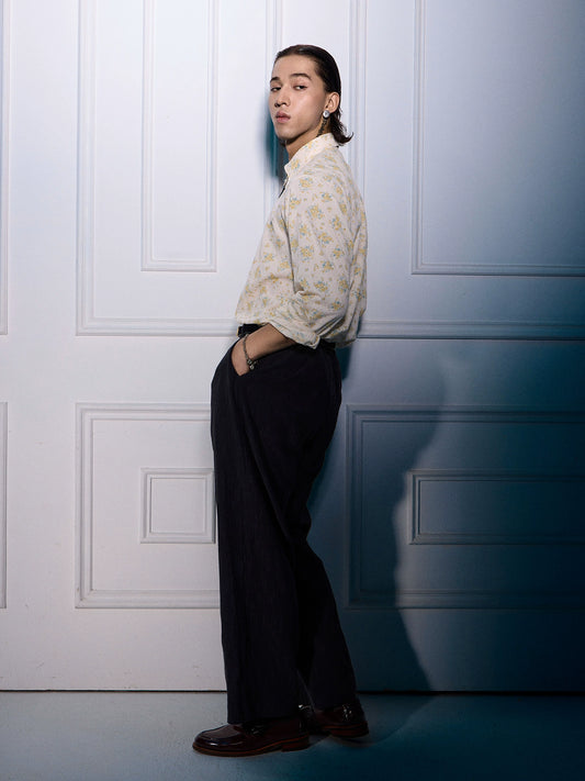 SOARIN复古意式印花长袖衬衫男 雅痞高级感中性风休闲碎花衬衣