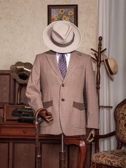 SOARIN英伦风复古格子西装外套男 原创设计感商务休闲修身单西服