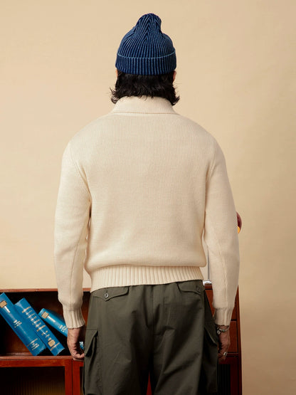 SOARIN英伦复古青果领毛衣男华夫格套头休闲简约百搭针织衫毛线衣