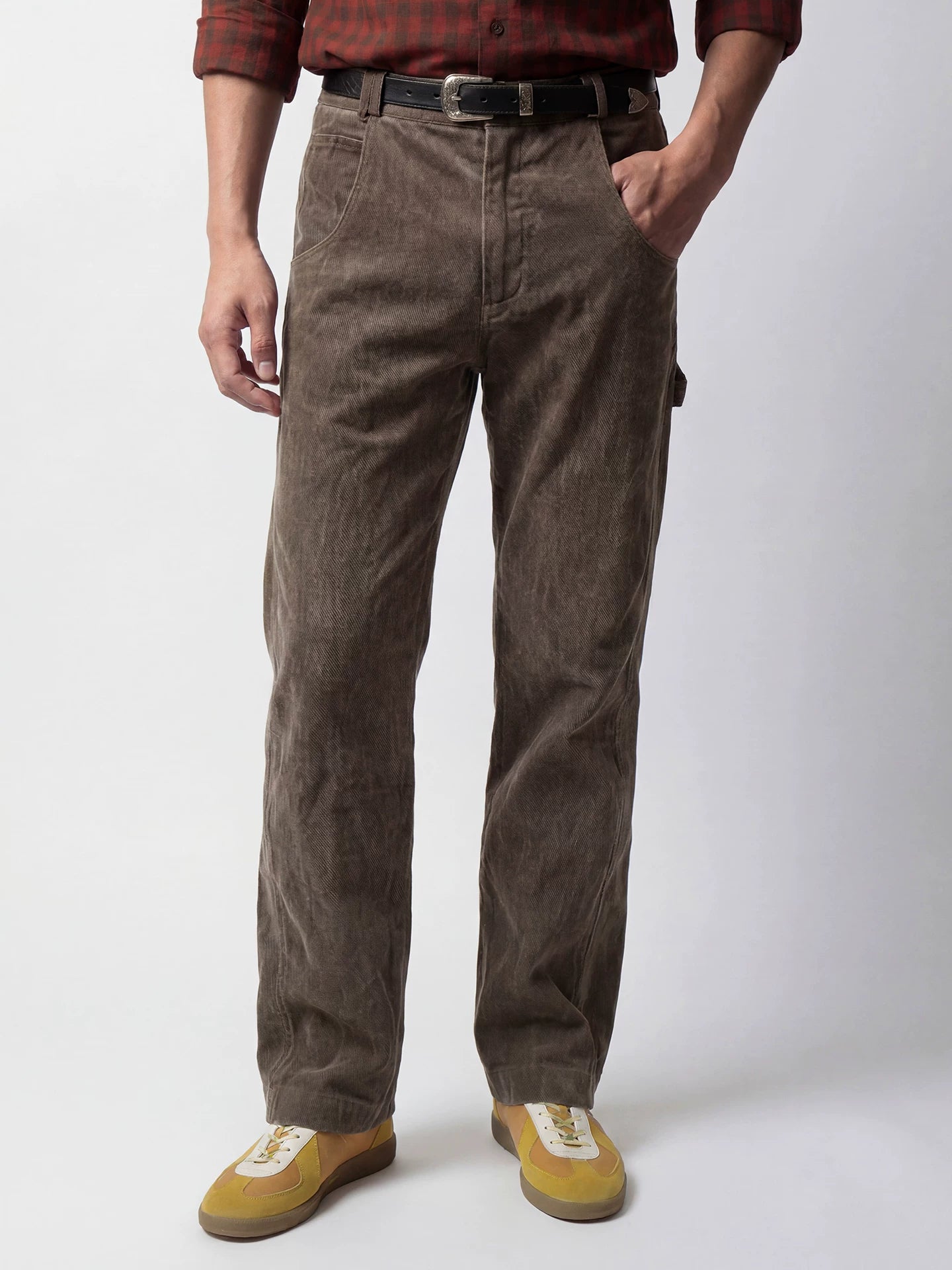 SOARIN Casual Vintage Regular Fit Cotton Corduroy Workwear Trousers Z223F679