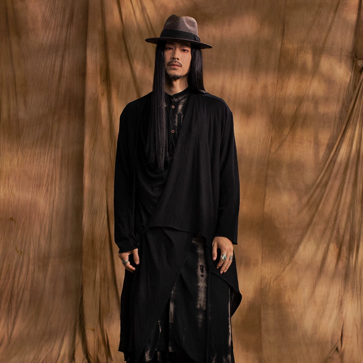 SOARIN WORLD gai yu xia Series Chinese Robe Wool Layered Long Shirt DCZ233TC145