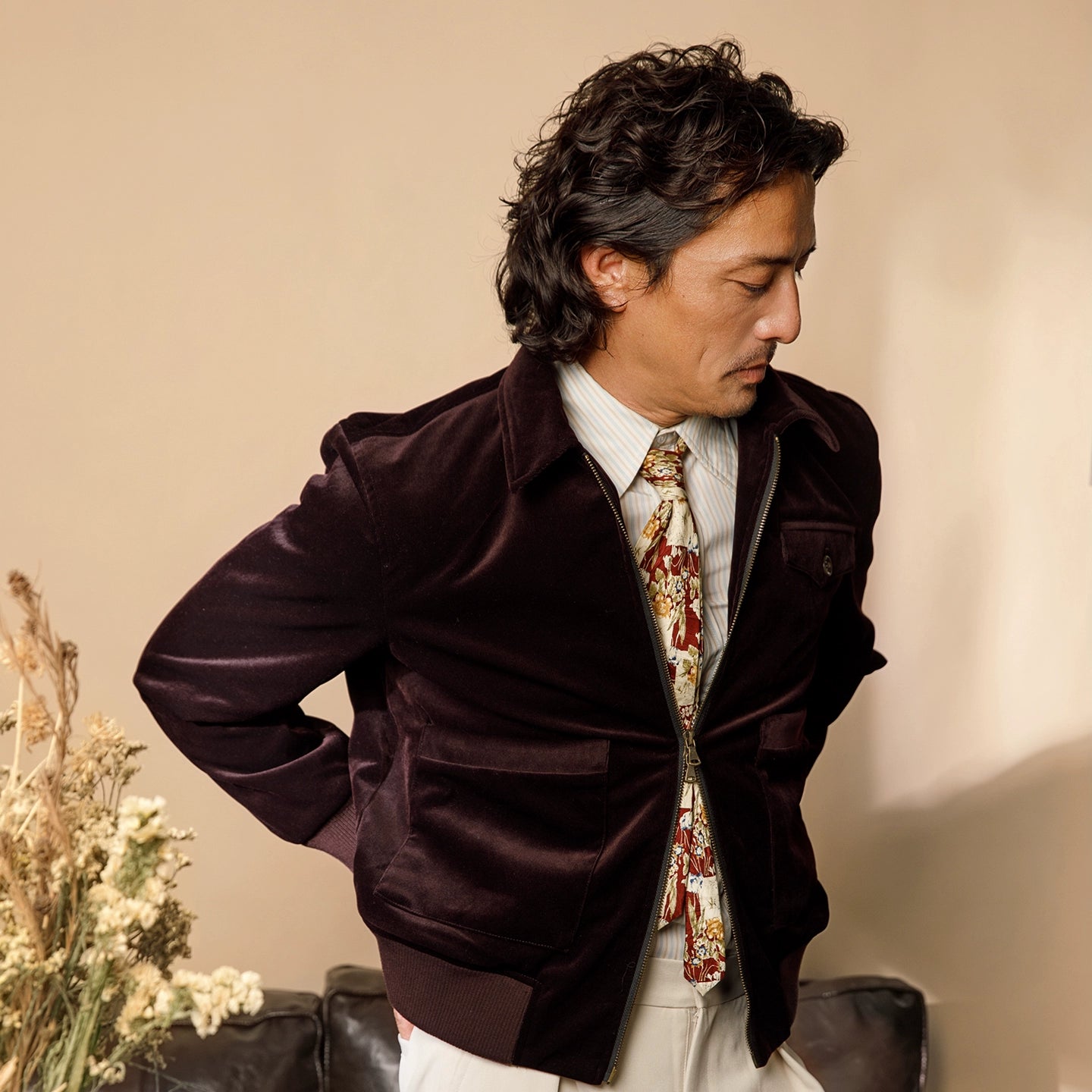 SOARIN英伦复古丝绒外套男 冬季厚款多口袋翻领短款A2飞行员夹克