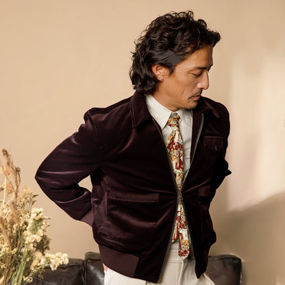 SOARIN英伦复古丝绒外套男 冬季厚款多口袋翻领短款A2飞行员夹克