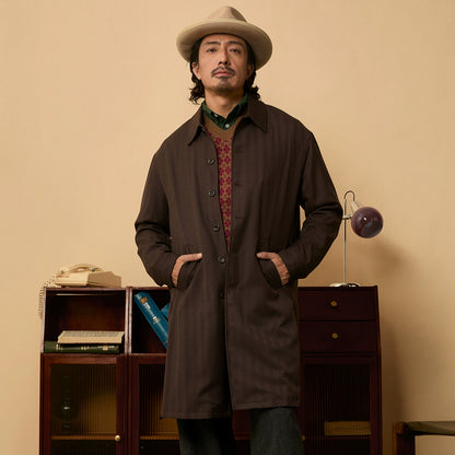 SOARIN英伦风复古巴尔马肯大衣男 秋季商务休闲廓形中长款大衣