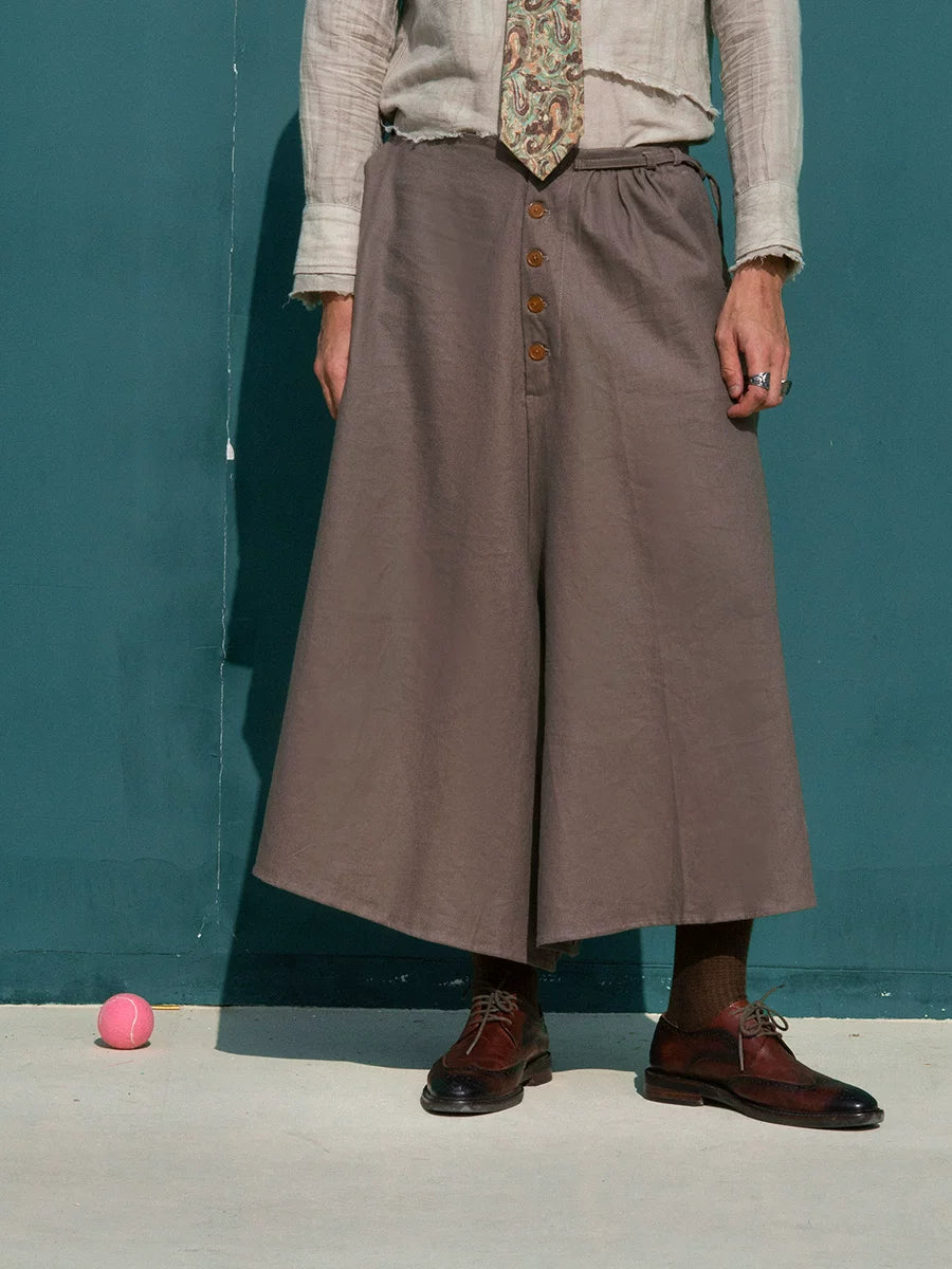 SOARIN WORLD Gai Yu Xia Avant-Garde Minimalist Wide-Leg Linen-Blend Culottes Z203F372