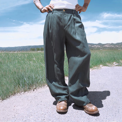 SOARIN Casual Vintage Regular Fit Linen Tencel Blend Casual Trousers JITZ262TF267