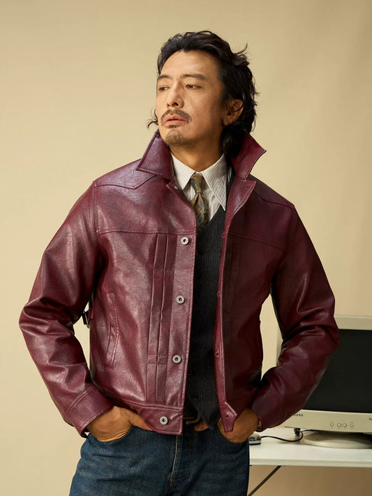 SOARIN Western Vintage Slim Fit PU Leather Vest  YAOZ243TJ61