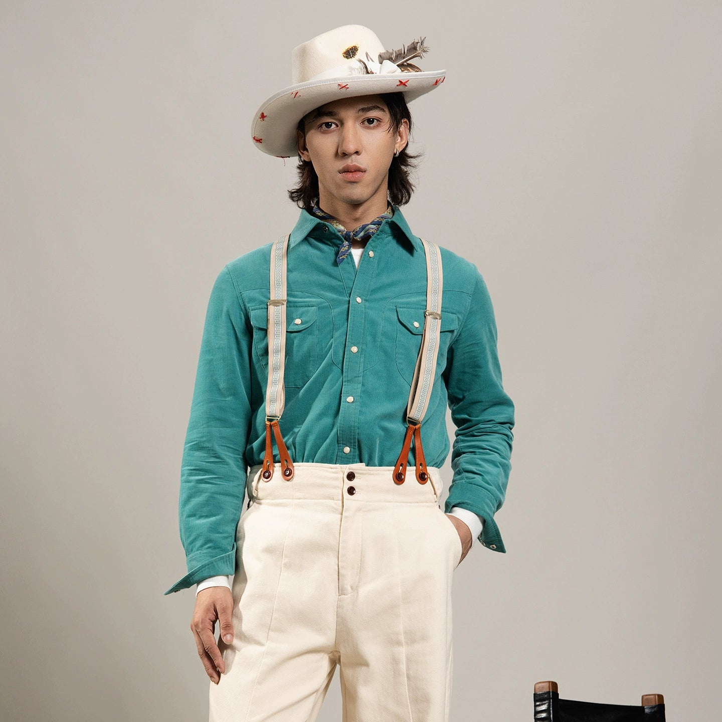 SOARIN【三色】美式复古工装灯芯绒长袖衬衫男冬季保暖双口袋衬衣