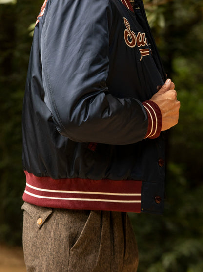 SOARIN美式复古棒球服外套男 常青藤学院风休闲宽松刺绣棉服夹克