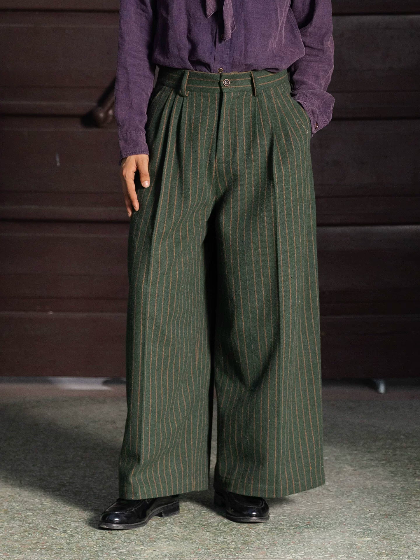 SOARIN  British Vintage Loose Fit Wool Blend Trousers YAOZ253TF251