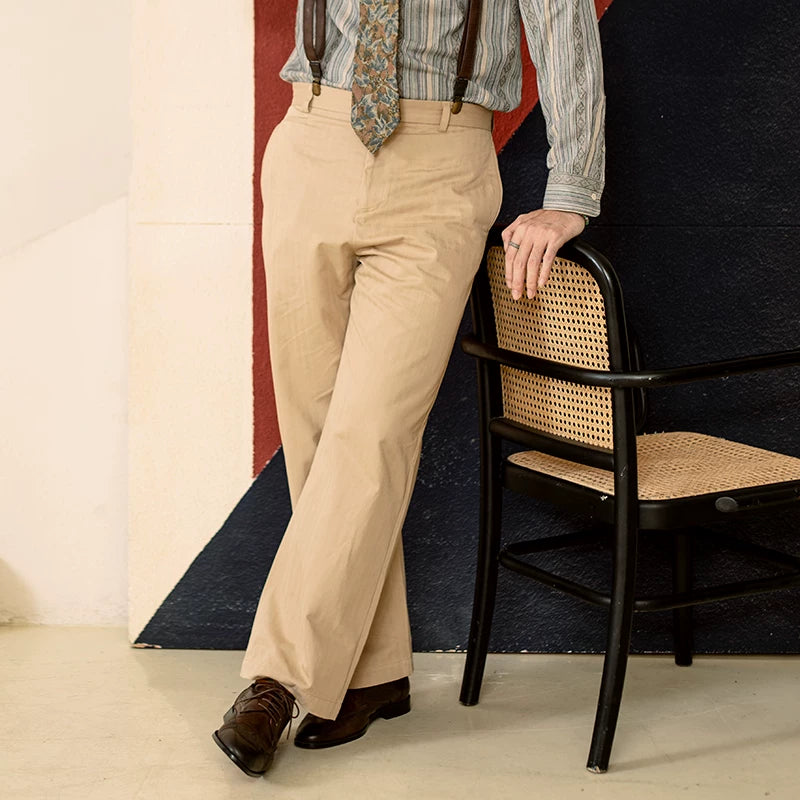 SOARIN Vintage Heritage Straight Leg Cotton Trousers JIVZ23319F60