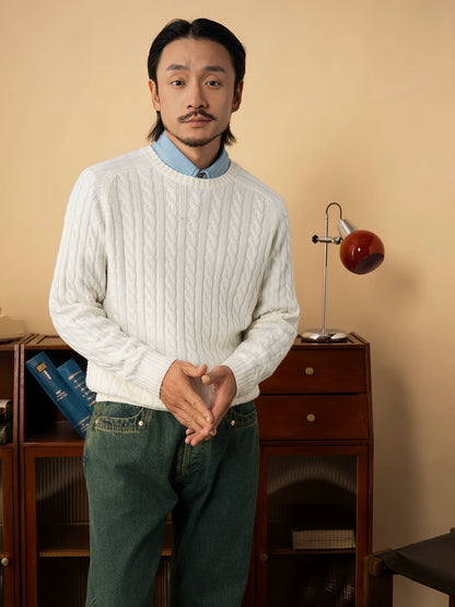 【两色】SOARIN英式绅装圆领绞花针织毛衣男轻熟感通勤坑条毛线衣
