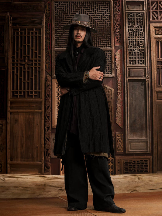 SOARIN Gai Yu Xia Series Straight Crinkled Textured Trench Coat DC243TDY42