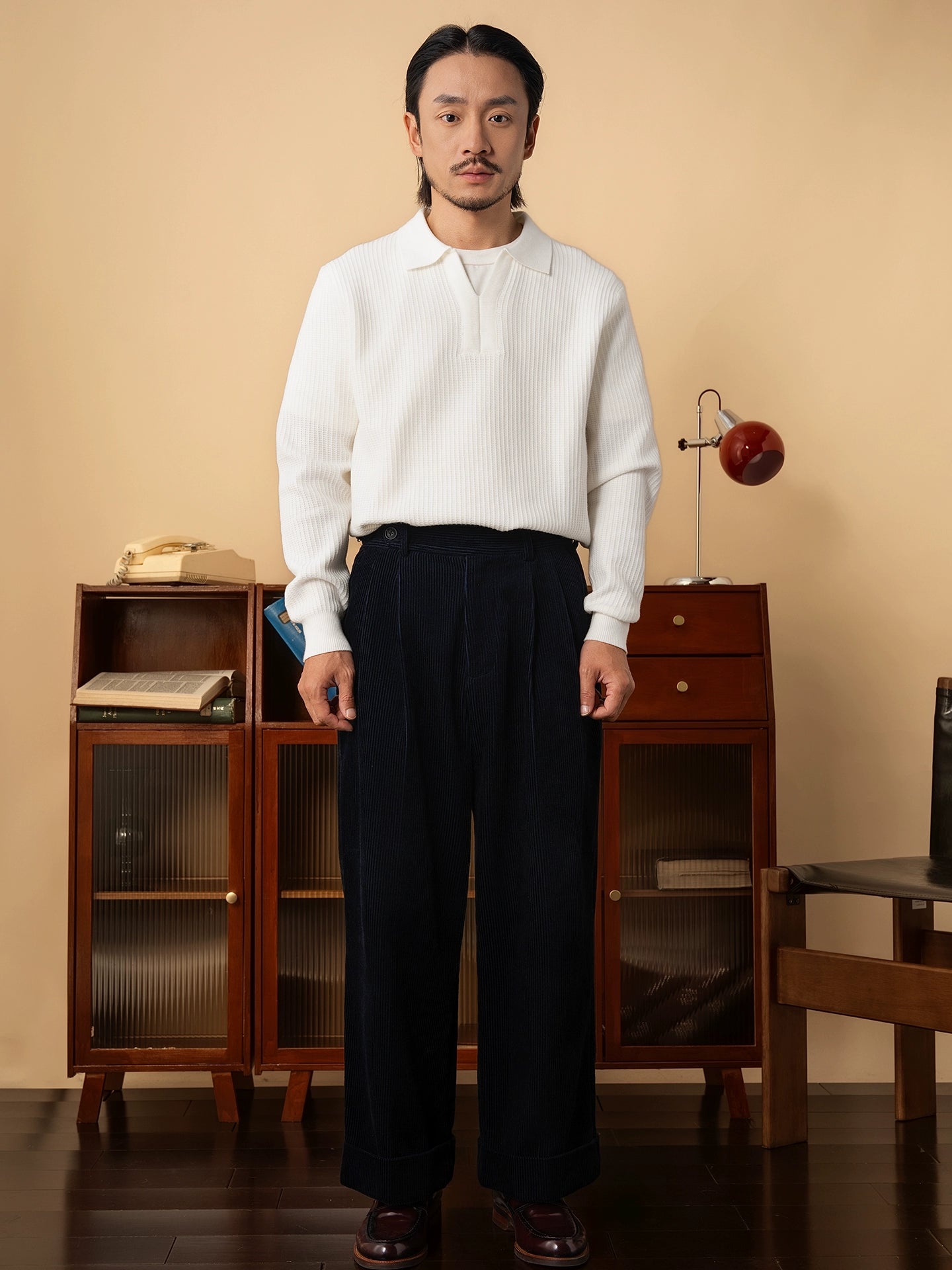 【华夫格】SOARIN英式绅装polo长袖针织衫男翻领肌理感通勤毛衣