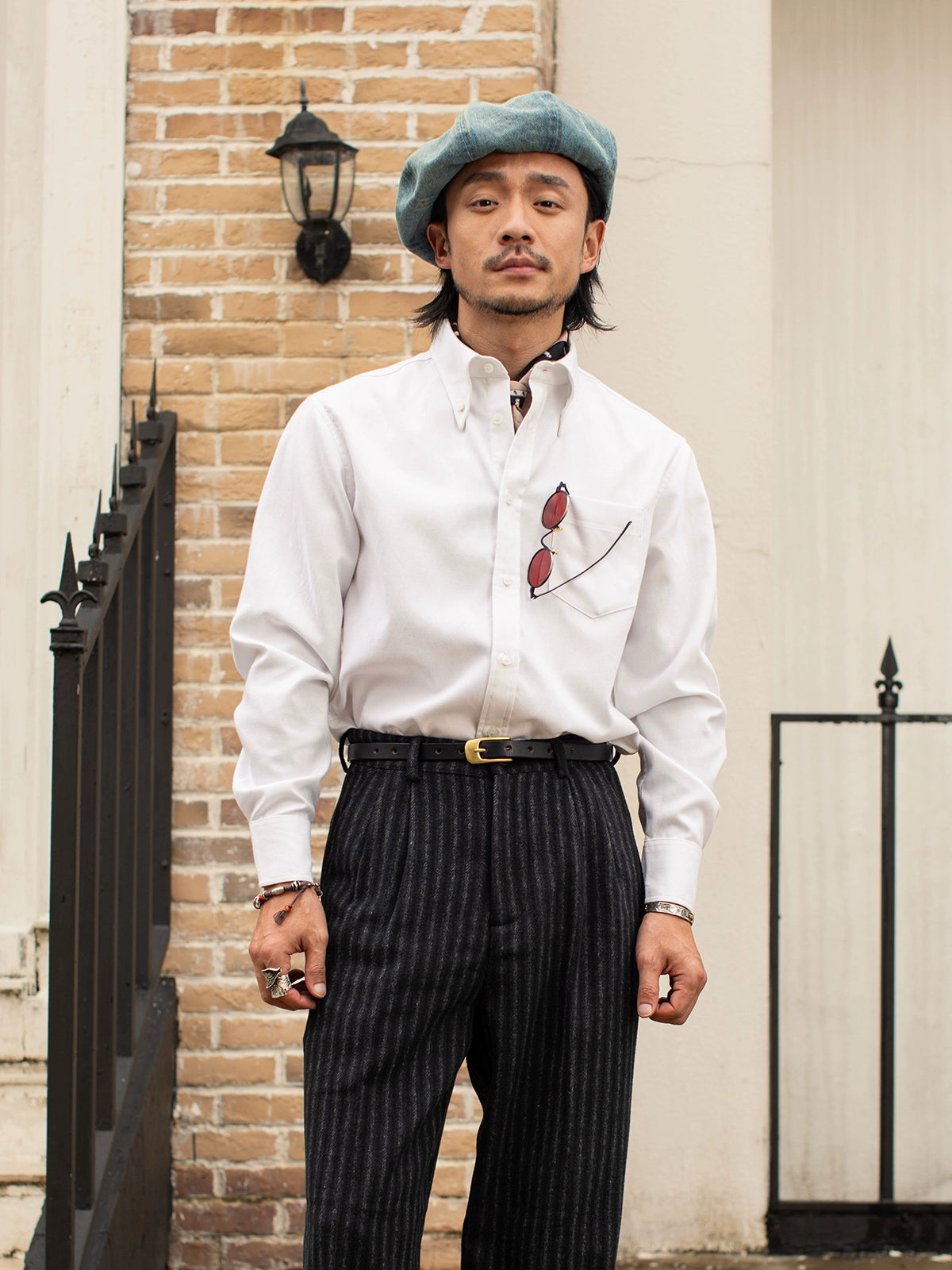 SOARIN意式绅装长尖领长袖衬衫男高级感商务正装白色法式西装衬衣