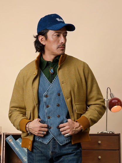 SOARIN复古经典A1飞行员外套男 重磅冬季羊毛粗花呢保暖空军夹克