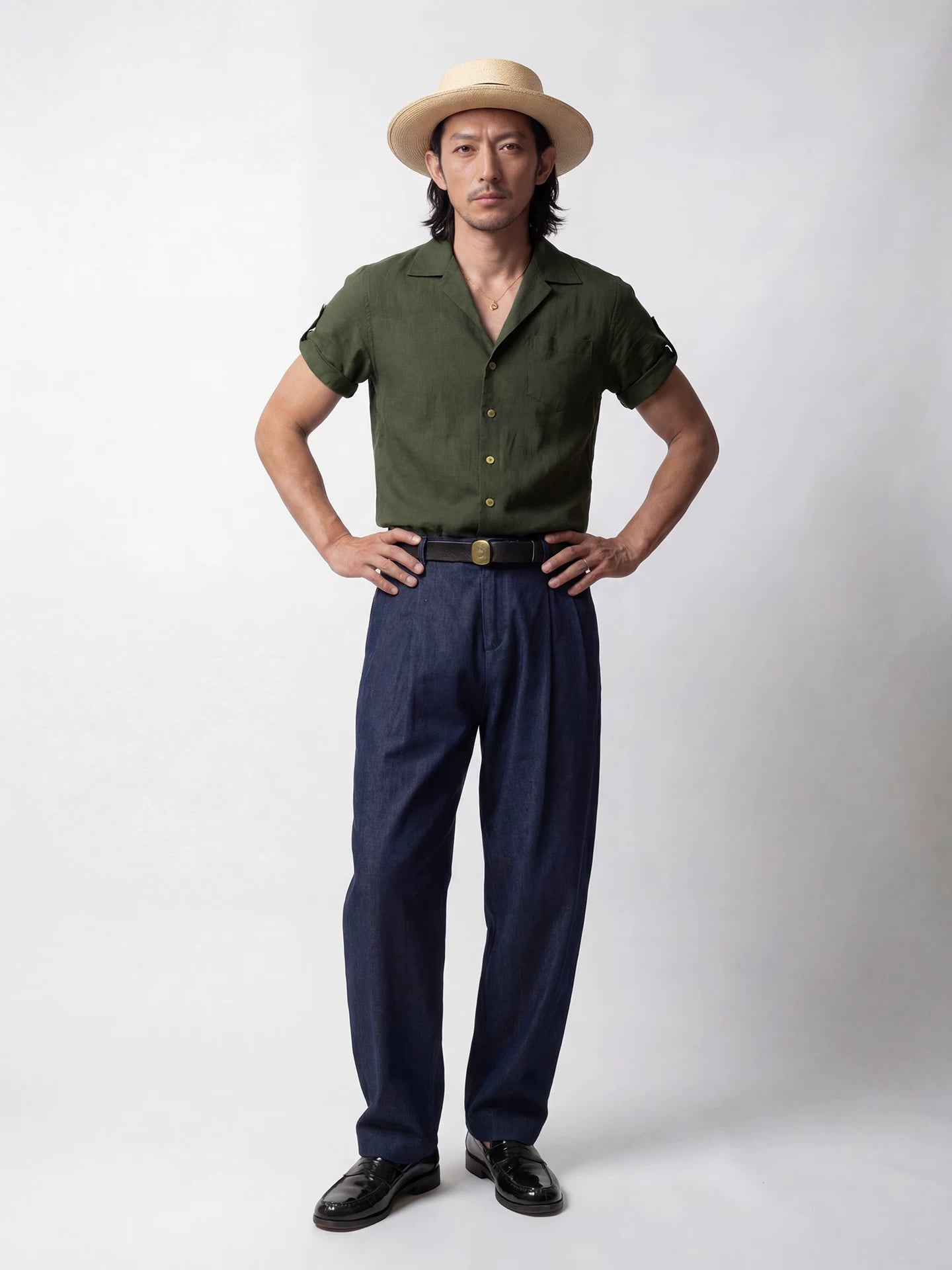 SOARIN Casual Vintage Wide Leg Cotton Lyocell Linen Blend Trousers JITZ262TF268