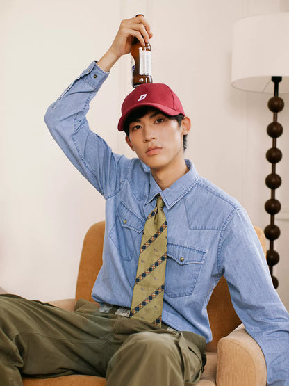 SOARIN Amekaji Regular Fit Pure Cotton Denim Shirt YAOZ2531C441