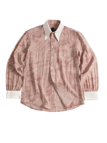 SOARIN 赫本风法式长尖领衬衫男 cleanfit中性风痞帅拼接长袖衬衣