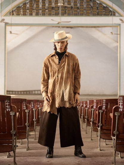SOARIN Vintage Distressed Loose Fit Cotton Shirt-Jacket DCZ253TC464