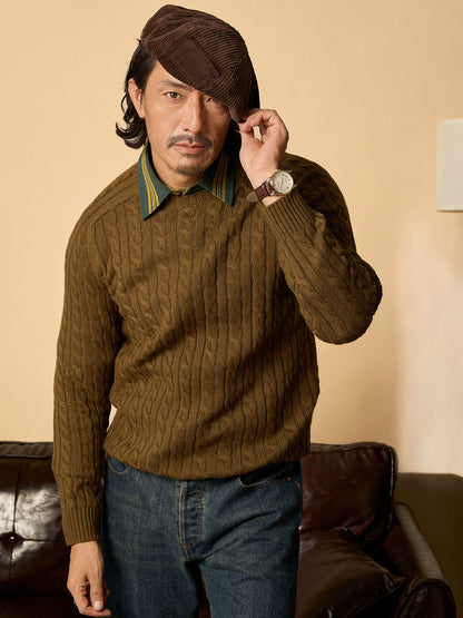 【两色】SOARIN英式绅装圆领绞花针织毛衣男轻熟感通勤坑条毛线衣