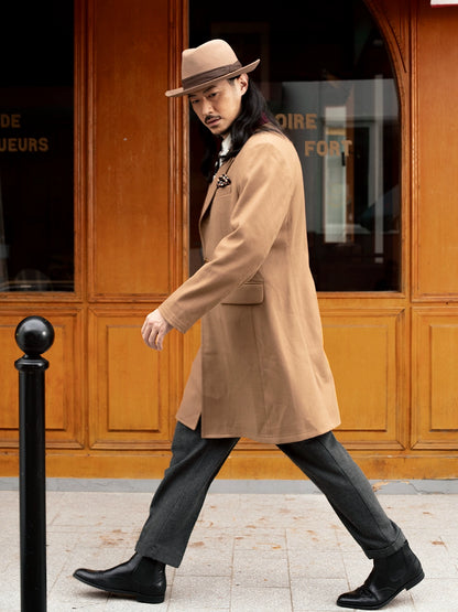 SOARIN英伦风复古呢子大衣外套男 秋冬高级感商务休闲中长款风衣