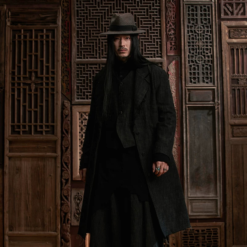 SOARIN WORLD Gai Yu Xia Avant-Garde Deconstructive Relaxed-Fit Wool-Linen Coat DC243TDY40