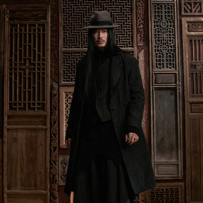 SOARIN WORLD Gai Yu Xia Avant-Garde Deconstructive Relaxed-Fit Wool-Linen Coat DC243TDY40