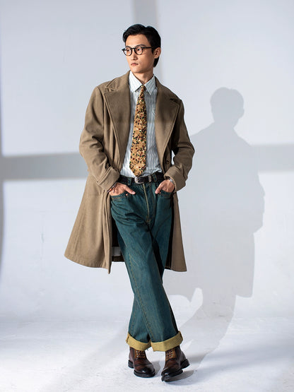 SOARIN英伦风复古双排扣大衣外套男 秋冬商务休闲中长款风衣披风