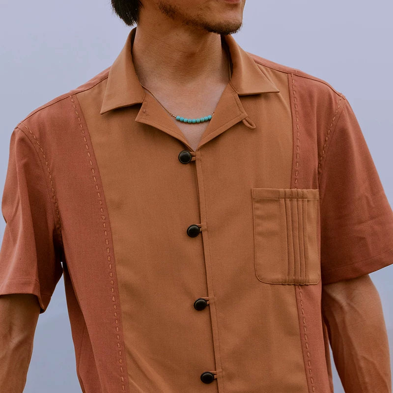 SOARIN British Casual Loose Fit Stretch Short Sleeve Shirt  Z212C421