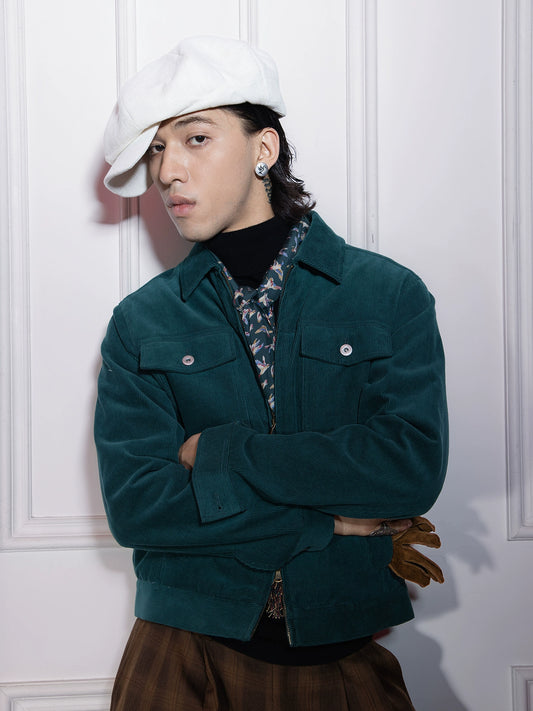 SOARIN美式工装灯芯绒夹克男 冬季保暖双口袋休闲拉链飞行员外套