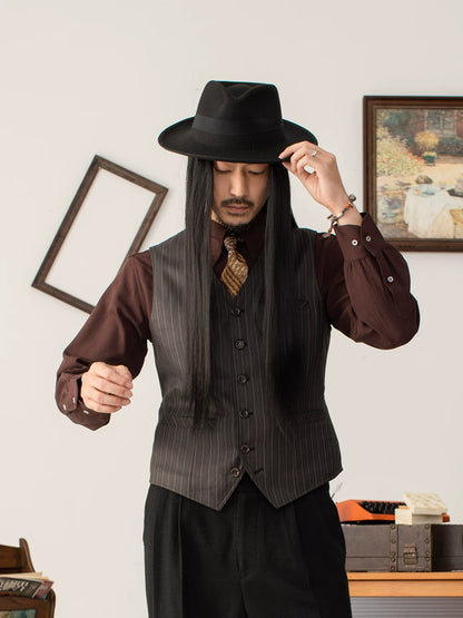 SOARIN Classic Vintage Slim Fit Pinstripe Vest JUKZ2432B77