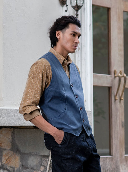 SOARIN美式复古水洗牛仔马甲男 阿美咔叽休闲修身工装马夹背心潮