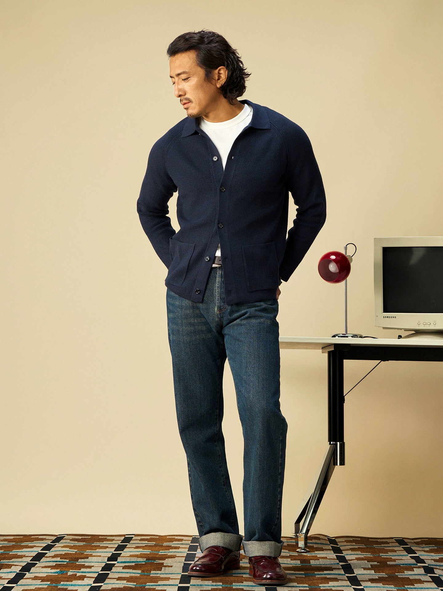 SOARIN英式绅装polo领针织开衫男 冬季轻奢感休闲商务毛衣外套