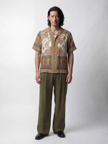 SOARIN Amekaji Vintage Straight Fit Distressed Jacquard Lyocell Casual Trousers  JITZ262TF277