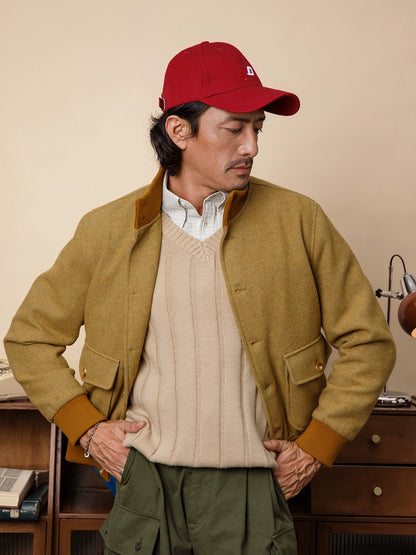 SOARIN复古经典A1飞行员外套男 重磅冬季羊毛粗花呢保暖空军夹克