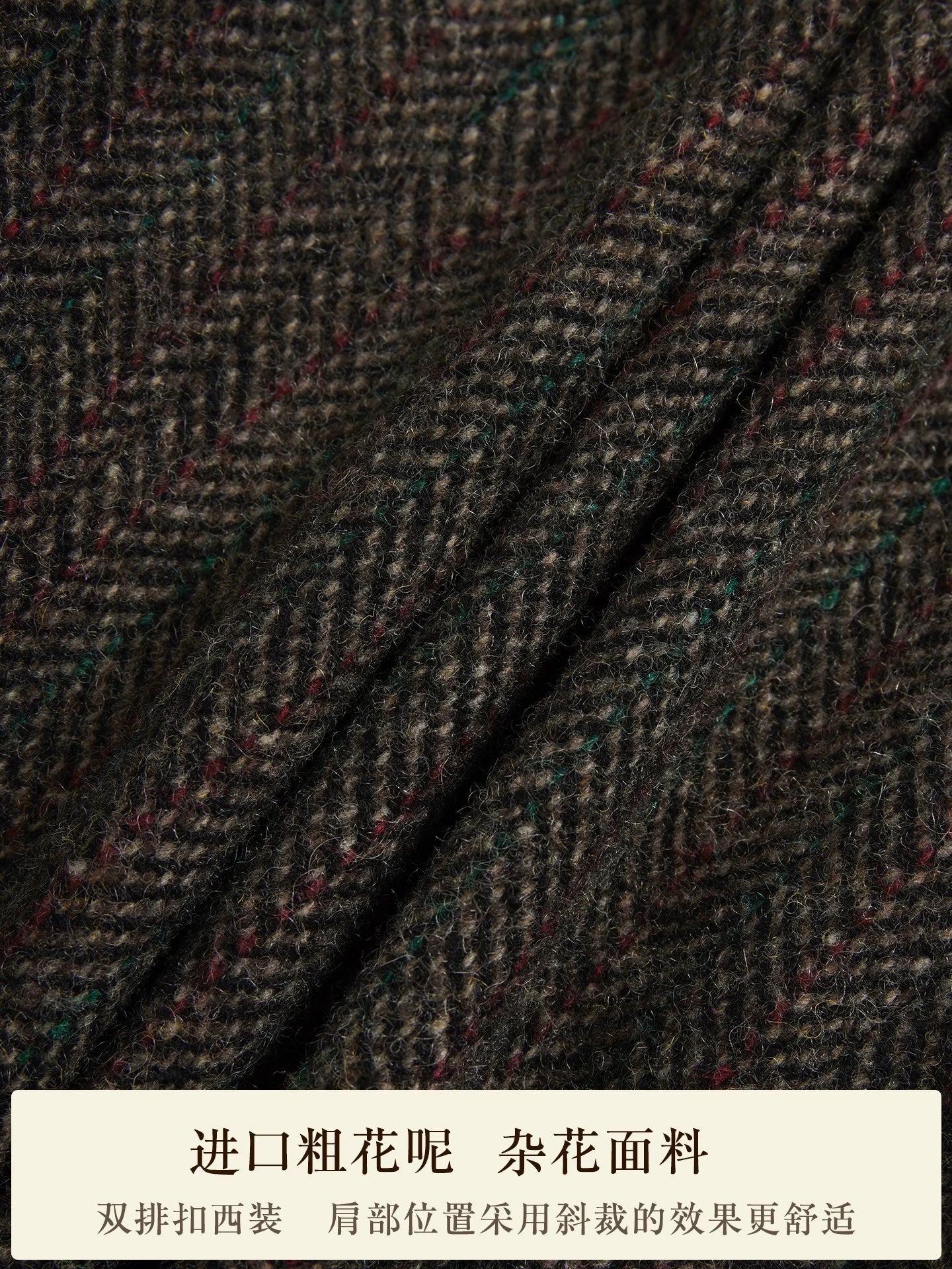 SOARIN British Gentleman Vintage Slim Fit Herringbone Wool Blend Double Breasted Suit Jacket  DCZ233TXZ21