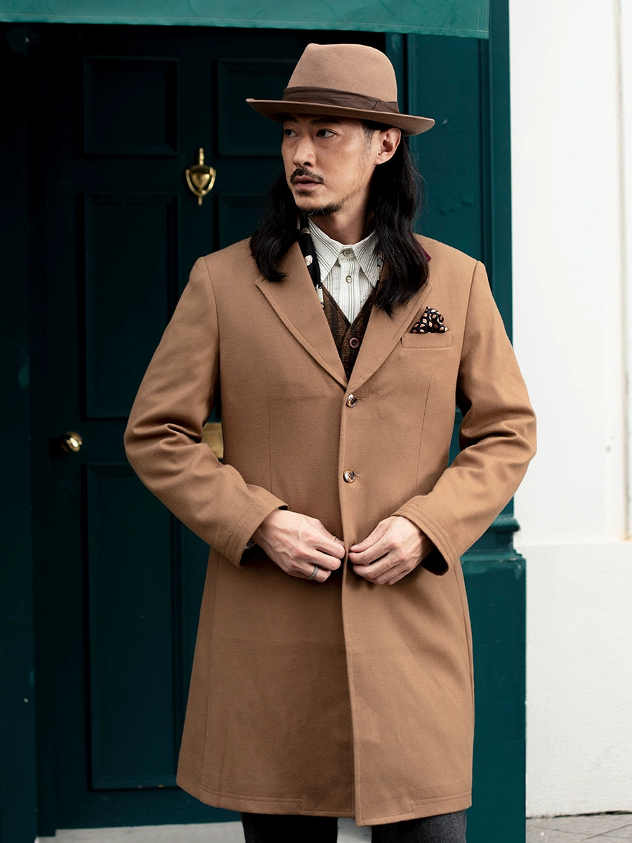 SOARIN英伦风复古呢子大衣外套男 秋冬高级感商务休闲中长款风衣